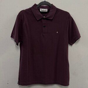 STONE ISLAND dark purple cotton short sleeve slim fit polo shirt